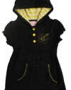 Pink Platinum Girls Hooded Ultra Soft Terry Cloth Coverup - Black (Size 7/8)