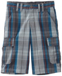 Timberland Boys 8-20 Big Plaid Cargo Short, Gray, 18