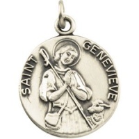 Clevereve's Sterling Silver 18.00 mm Saint Genevieve Medal With 18.00 Inch Chain