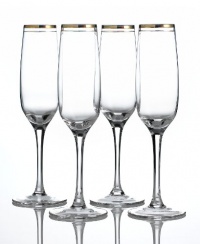 Charter Club Grand Buffet Set of 4 Double Band Gold Flutes Charter Club Grand Buffet Set of 4 Double Band Gold Flutes