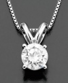 Simple elegance. Make a singular statement in this stunning round-cut diamond pendant (1/2 ct. t.w.). Setting and chain crafted in 14k white gold. Approximate length: 18 inches. Approximate drop: 1/3 inch.