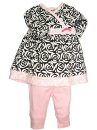 Offspring- Baby Girls Newborn Rosette Dress and Legging Set, Black Multi, 6 Months Offspring- Baby Girls Newborn Rosette Dress and Legging Set, Black Multi, 6 Months