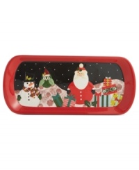 For your next holiday gathering, spread your holiday treats on Oneida's Christmas Cut-Outs tray and sit back and relax, because it will bring a smile to everyone's face with its brightly festive colors. For your next holiday gathering, spread your holiday treats on Oneida's Christmas Cut-Outs tray and sit back and relax, because it will bring a smile to everyone's face with its brightly festive colors.