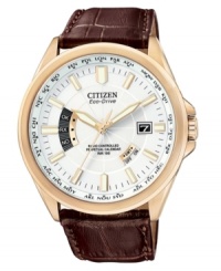 Radio-controlled accuracy and undeniable class combine in this Eco-Drive by Citizen. Receives standard time radio waves from Japan, China, Germany and the USA, allowing you to have the most accurate home and local times. Radio-controlled accuracy and undeniable class combine in this Eco-Drive by Citizen. Receives standard time radio waves from Japan, China, Germany and the USA, allowing you to have the most accurate home and local times.