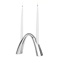 Gracefully arched stainless steel candle holder, use alone or combine with the larger size for a 4-arm centerpiece. Gracefully arched stainless steel candle holder, use alone or combine with the larger size for a 4-arm centerpiece.