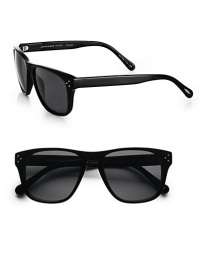 Retro design crafted in square-shaped acetate with end pieces that feature a three-pin detail. Available in black frames with grey polar lenses.Acetate100% UV ProtectionImported Retro design crafted in square-shaped acetate with end pieces that feature a three-pin detail. Available in black frames with grey polar lenses.Acetate100% UV ProtectionImported