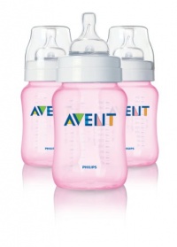 Philips AVENT 9 Ounce BPA Free Classic Polypropylene Bottles, 3-Pack, Pink Philips AVENT 9 Ounce BPA Free Classic Polypropylene Bottles, 3-Pack, Pink