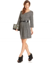With graphic zigzag stripes, this Bar III dress is perfectly paired with booties or edgy platforms!