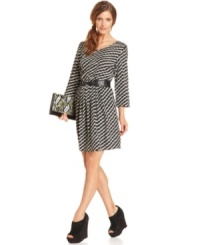With graphic zigzag stripes, this Bar III dress is perfectly paired with booties or edgy platforms! With graphic zigzag stripes, this Bar III dress is perfectly paired with booties or edgy platforms!