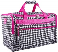 Pink Trim Houndstooth Duffle Carrying Bag - 22 Pink Trim Houndstooth Duffle Carrying Bag - 22