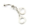 316L Surgical Steel 14 Gauge Handcuffs Crystal Navel Belly Button Barbell Rings Body Piercing