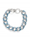GUESS Silver-Tone Chain Link Bracelet With Blu, POP COLOR