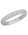 Add a little effortless elegance. Eliot Danori's stunning bangle design features an intricate open-cut pattern accented by sparkling crystals. Set in silver tone mixed metal. Approximate diameter: 2-2/8 inches.
