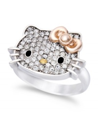 Hello Kitty goes for glamour with this sterling silver band. Pave crystals comprise the face for a truly lustrous look. Size 7. Hello Kitty goes for glamour with this sterling silver band. Pave crystals comprise the face for a truly lustrous look. Size 7.