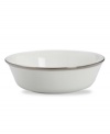 Beautiful in its simplicity, this dinnerware collection features a timeless, elegant design. The pristine white bone china is accented by a single, shimmering band of platinum. The understated beauty will add a refined sophistication to your dining experience for years to come. This all-purpose bowl is an essential serving piece for entertaining.
