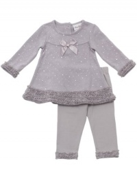 Rare Editions Baby Baby-girls Infant Fuzzy Knit Legging Set, Silver, 18 Months Rare Editions Baby Baby-girls Infant Fuzzy Knit Legging Set, Silver, 18 Months