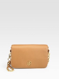 A classic flap-front design of buttery pebbled leather, with a versatile chain strap for a touch of glamour. Detachable chain and leather shoulder strap, 22½ dropMagnetic snap flap closureOne outside open pocketCanvas lining8W X 5H X 2¼DImported A classic flap-front design of buttery pebbled leather, with a versatile chain strap for a touch of glamour. Detachable chain and leather shoulder strap, 22½ dropMagnetic snap flap closureOne outside open pocketCanvas lining8W X 5H X 2¼DImported