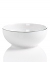 Simply elegant from Charter Club dinnerware. Dishes, like this Platinum Fine Line cereal bowl, are for everyday meals but have a banded edge that shines on formal tables. A flawless choice for every occasion.