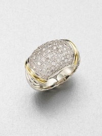 From the Metro Collection. Truly shine in this pavé diamond piece set in a textured sterling silver shank accented in radiant 18k gold. Diamonds, 1.06 tcwSterling silver18k goldImported