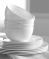 Set 5-star standards for your table. A new, affordable luxury from Hotel Collection, this Bone China dinnerware set has a pure white glaze and sleek fluidity to impress every guest. Superior craftsmanship yields translucent dinnerware and exceptional durability to cater virtually any occasion.