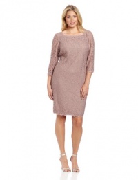 Adrianna Papell Women's Plus-Size Long Sleeve Lace Dress