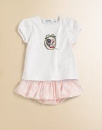 For your Dior baby, a sweet and plush tee with capped sleeves and a colorful graphic.Ribbed crewneckShort cap sleevesShoulder buttonsCottonMachine washImported