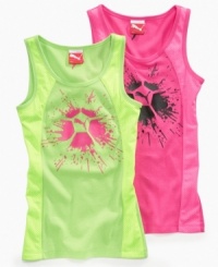 Get meshy! She can sweat it out on the courts while staying cute in this fluorescent mesh tank from Puma. (Clearance) Get meshy! She can sweat it out on the courts while staying cute in this fluorescent mesh tank from Puma. (Clearance)