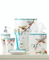 Featuring the blossoming branches and water-colored birds of the whimsical dinnerware pattern, the Chirp soap and lotion dispenser from Lenox Simply Fine brings the beauty of the outdoors right inside your bath.