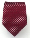 100% Silk Woven Crimson Pindot Skinny Tie