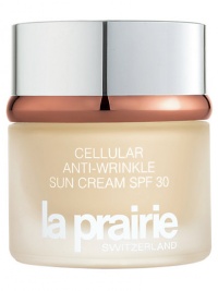 Cellular Anti-Wrinkle Sun Cream SPF 30. Perfect for your everyday moisturizer, yet protective enough for outdoor activities. Formulated with maximum protection for prolonged sun exposure, this unique and luxurious cream has five different UVA/UVB absorbers, counteracting how your skin responds to potential sun damage. 1.7 oz. Cellular Anti-Wrinkle Sun Cream SPF 30. Perfect for your everyday moisturizer, yet protective enough for outdoor activities. Formulated with maximum protection for prolonged sun exposure, this unique and luxurious cream has five different UVA/UVB absorbers, counteracting how your skin responds to potential sun damage. 1.7 oz.