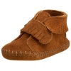 Minnetonka Front Strap Bootie (Infant/Toddler),Brown,1 M US Infant