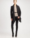 Timelessly feminine, a shawl collar jacket with a waist-defining belted silhouette and exquisite leather details.Shawl collarLeather detailsSlash pocketsFully linedAbout 32 from shoulder to hem78% wool/18% polyamide/3% polyester/1% other fabricDry clean by leather specialistImported Model shown is 5'10 (177cm) wearing US size Small. 