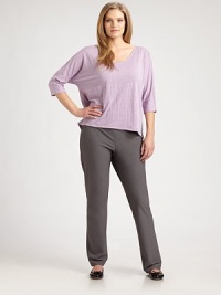 This slouchy, elegant style is rendered in ultra-soft finespun linen jersey.ScoopneckThree-quarter dolman sleevesLonger back hemlineAbout 28½ from shoulder to hemLinenDry cleanImported