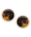 These button earrings from Lauren Ralph Lauren lend a touch of eccentric beauty with tortoise resin. Clip-on backing for non-pierced ears. Crafted in 14k gold-plated mixed metal. Approximate diameter: 3/4 inch.