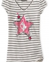 Baby Phat - Kids Girls 7-16 Striped Tee with Star Art, Ivory, Medium