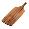 Serve breads, cheeses and more on this paddle-shaped serving board. The curved handle makes the board easy to grip, and the wood grains make the board visually appealing.