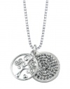 Sterling Silver Two Piece Crystal Pave Pendant Necklace with Family Tree, 18