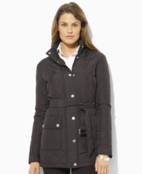 Cut for a classic fit from diamond-quilted microfiber, Lauren by Ralph Lauren's belted jacket is the ultimate in cool-weather style (Clearance) Cut for a classic fit from diamond-quilted microfiber, Lauren by Ralph Lauren's belted jacket is the ultimate in cool-weather style (Clearance)