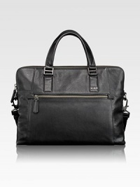 Both timeless and modern, this case is crafted from full-grain and naturally-textured vegetable-tanned leather. This streamlined brief features a fully padded computer compartment plus two other compartments for papers and files.Zip closureDouble top handlesRemovable shoulder strapExterior zip, snap button pocketsInterior zip pockets and compartmentsFully linedLeather11W x 15H x 2DImported Both timeless and modern, this case is crafted from full-grain and naturally-textured vegetable-tanned leather. This streamlined brief features a fully padded computer compartment plus two other compartments for papers and files.Zip closureDouble top handlesRemovable shoulder strapExterior zip, snap button pocketsInterior zip pockets and compartmentsFully linedLeather11W x 15H x 2DImported