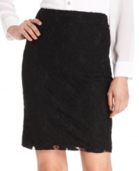 Sunny Leigh's lacy skirt is stylishly versatile--wear to work with a silky button-up shirt or tuck in a tee for a night out with girlfriends. Sunny Leigh's lacy skirt is stylishly versatile--wear to work with a silky button-up shirt or tuck in a tee for a night out with girlfriends.