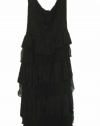 Juicy Couture Silk Chiffon Cascading Ruffle Dress Black - Size M