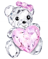 Wearing a pink bow, the Only For Your Kris Bear figurine warms hearts in faceted Swarovski crystal. A cute Valentine's Day or anniversary gift.