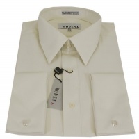 Mens Modena Solid Cream French Cuff Dress Shirt Mens Modena Solid Cream French Cuff Dress Shirt