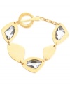 Glistening and glamorous. This bracelet from Robert Lee Morris is crafted from gold-tone mixed metal with glass stones adorning some of the geometric discs for a dazzling touch. Approximate length: 8 inches.