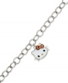 Face forward for fashion. Hello Kitty's sterling silver link necklace features an enamel charm with sparkling pink crystals for a look that's both whimsical and stylish. Approximate length: 7-1/2 inches. Approximate drop: 1/2 inch.
