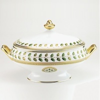 Inspired by designs from the Empire period, Constance is composed of a fresh composition that renders it a timeless classic. Elegantly outlined in gold, acorns and oak leaves, symbolizing strength and longevity, accent its delicate watercolor palette of greens. Inspired by designs from the Empire period, Constance is composed of a fresh composition that renders it a timeless classic. Elegantly outlined in gold, acorns and oak leaves, symbolizing strength and longevity, accent its delicate watercolor palette of greens.