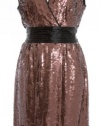 BCBG MaxAzria Bronze Sequin 'Reeve' Sleeveless Dress With Sash Small