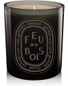 The classic Feu de Bois scent presented in a mouth-blown glass, colored during production for a shiny finish that lets you see the candle flame. Feu de Bois is a very sophisticated blend of rare wood essences. It evokes the characteristic fragrance of a real wood fire.Woody50-60 hours burn timeKeep wick trimmed to ½ to ensure optimal useHand poured and made in France10.2 oz.