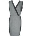 CALVIN KLEIN V-Neck Colorblock Dress-BLACK/GREY-14