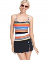 Colorful stripes lend a cheerful fun-in-the-sun look to this Captiva striped tankini top -- perfect for your beach getaway!